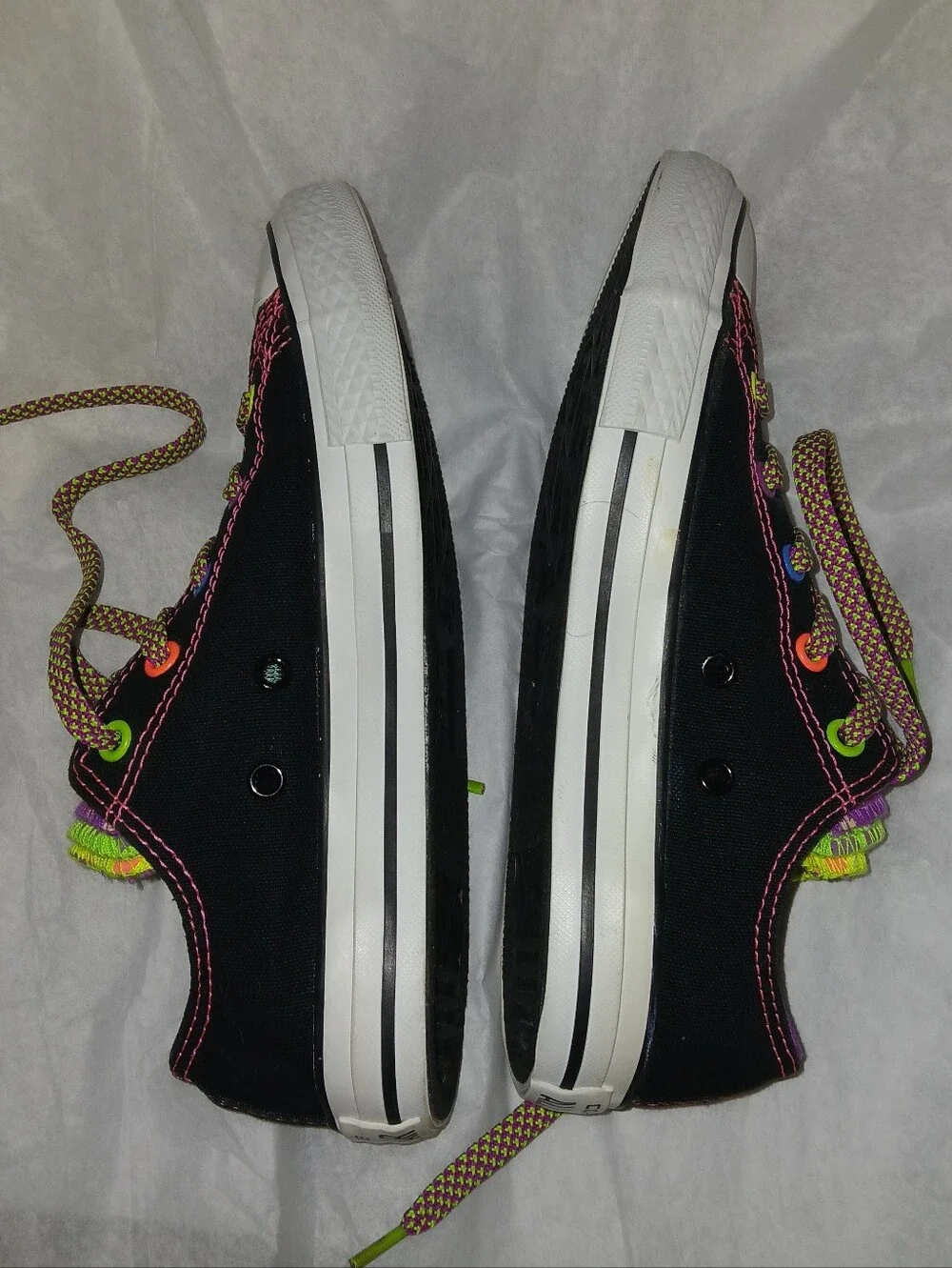 Converse Chuck Taylor All Star Multi Tongue Low Top Lace Up Sneakers Black/Neon